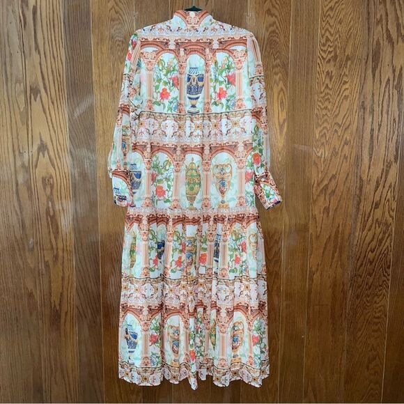 Dalia Macphee NWT Multi Maxi Dress Ancient Grecian Urns Roman Majestic Floral LG - Picture 8 of 16
